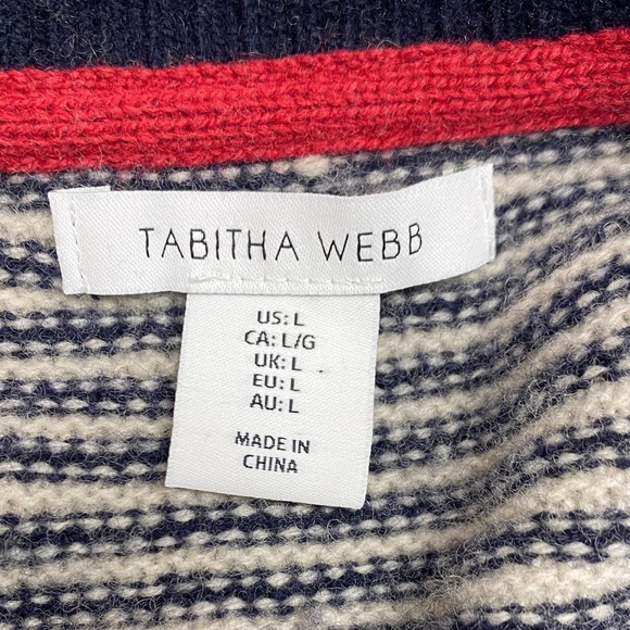 Tabitha Webb Striped Lambswool Cardigan Nautical Preppy Eclectic Artsy Large - Picture 2 of 11